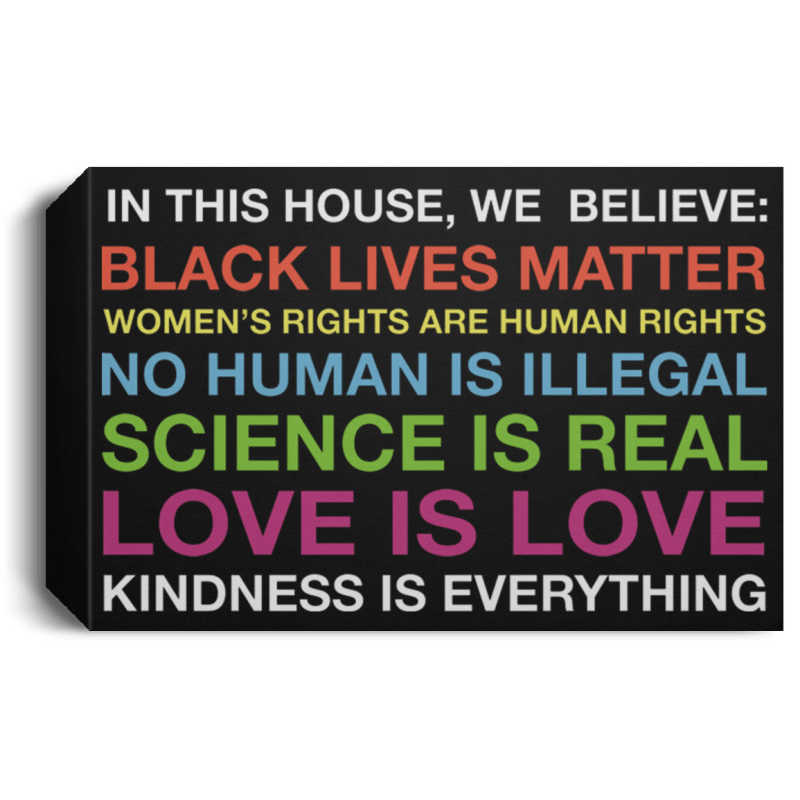 In this house we believe black lives matter poster, canvas - thetrendytee