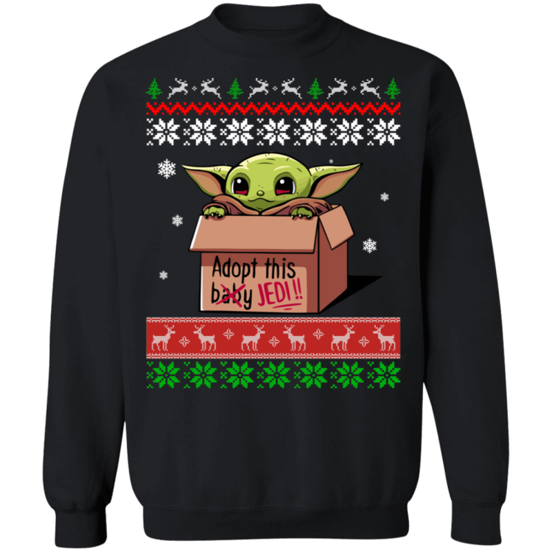 Baby yoda adopt this jedi ugly christmas sweater - thetrendytee