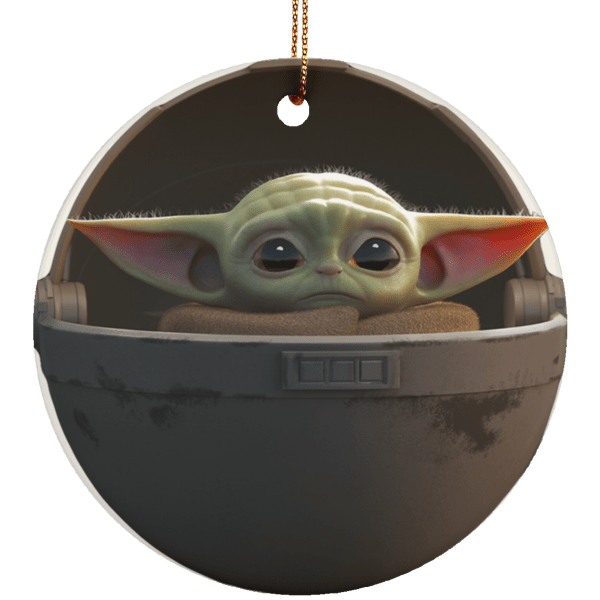 Baby yoda floating pod mdf ornament - thetrendytee