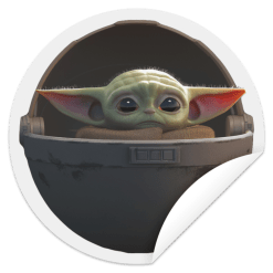 Baby Yoda floating pod sticker - TheTrendyTee