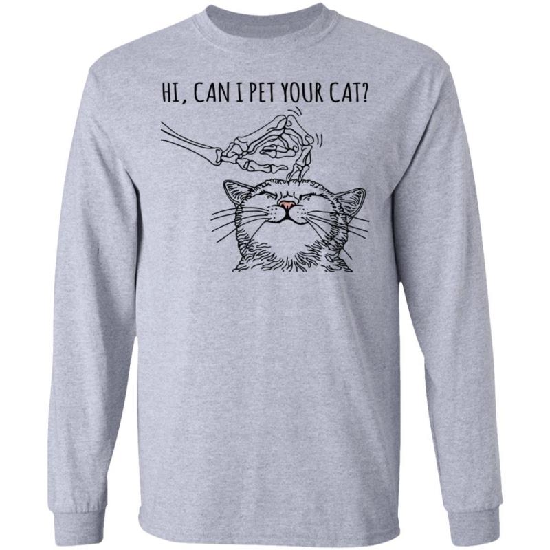 Skeleton hi can i pet your cat shirt - image 3