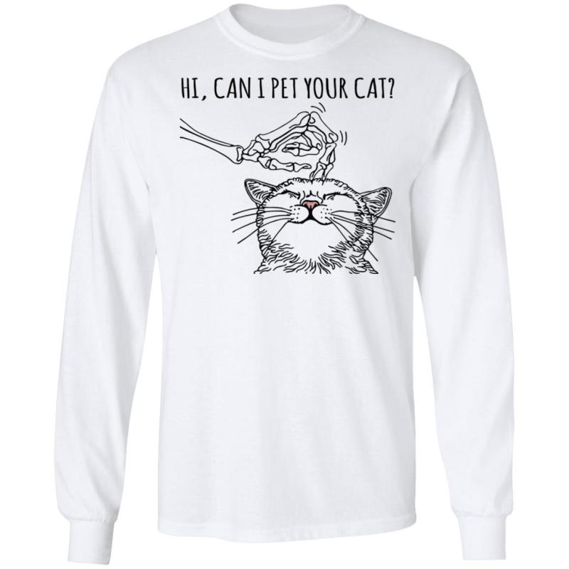 Skeleton hi can i pet your cat shirt - image 4