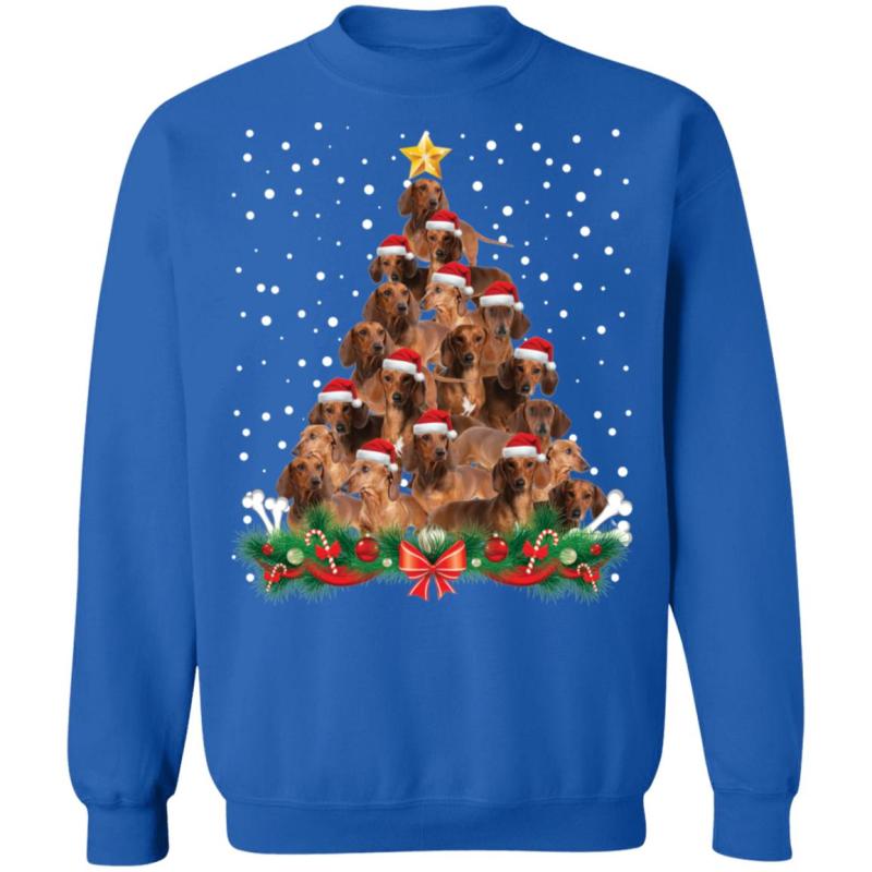 Dachshund christmas tree sweatshirt - image 9