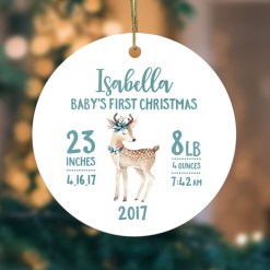 New Baby Ornament Baby First Christmas Personalized Gift Girl Deer