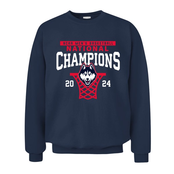 2024 uconn national championship long sweatshirt navy