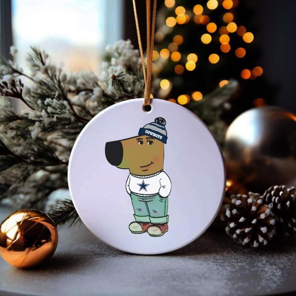 Chill guy cowboys chrismas ornament