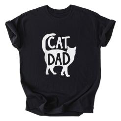 A black shirt with a cat dad on it