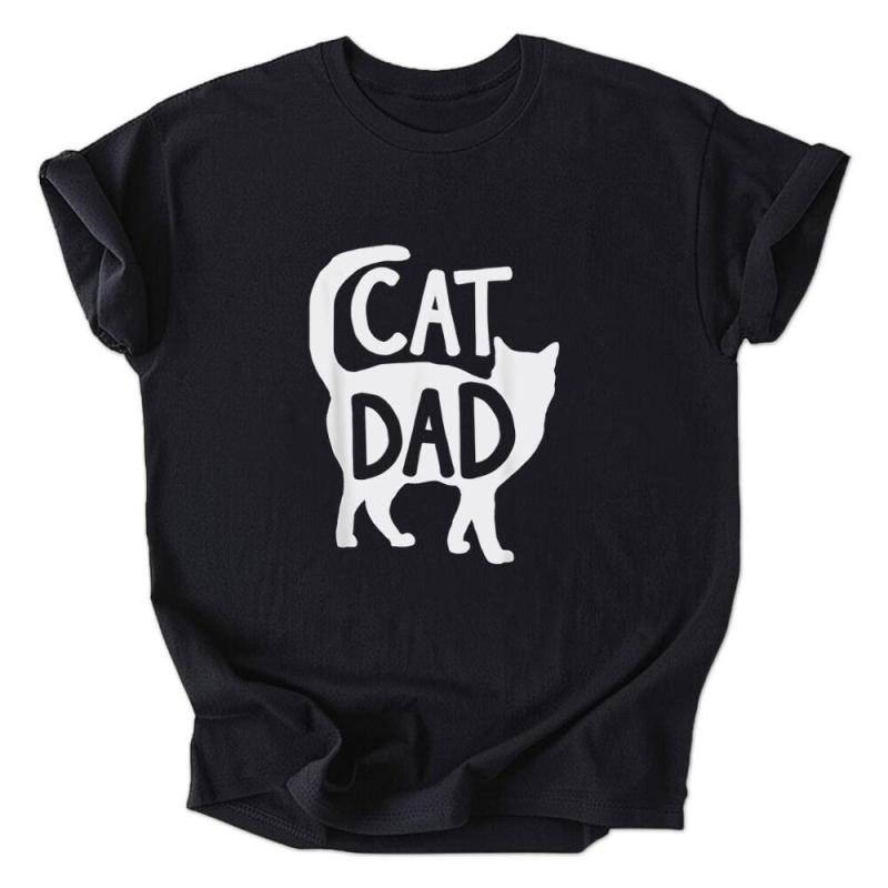 A black shirt with a cat dad on it