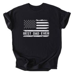 A black shirt with the words best dad ever on it