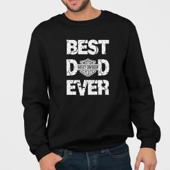 A man wearing a black sweatshirt that says best dad ever