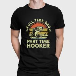 a man wearing a black shirt that says full time dad part time hooker