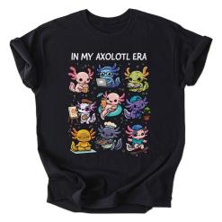 A black shirt with a bunch of cartoon characters on it.