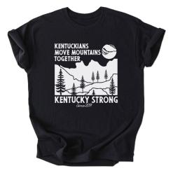 A black shirt that says kentuckyians move mountains together.