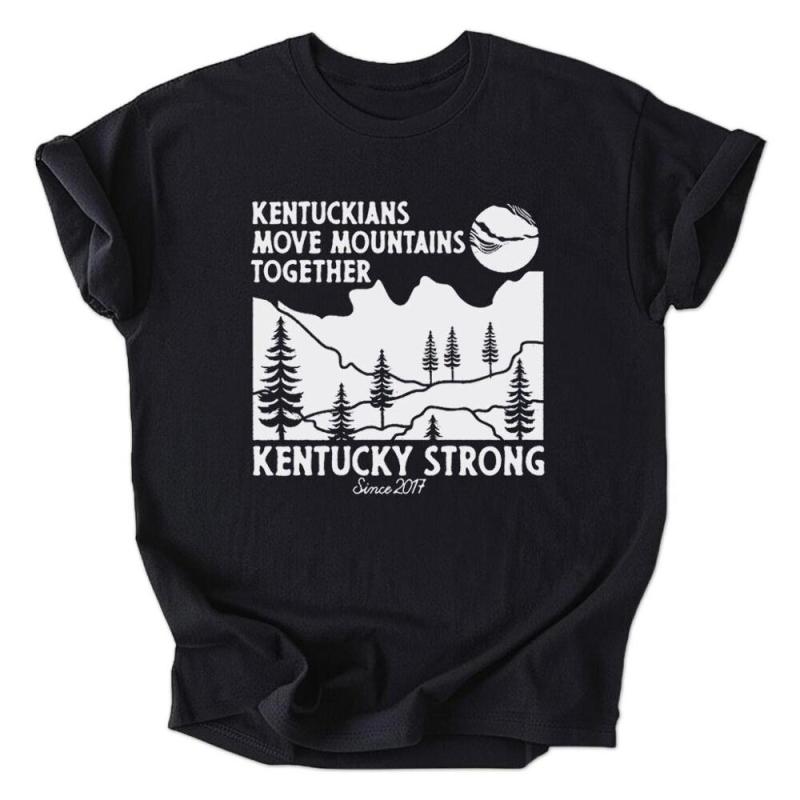 A black shirt that says kentuckyians move mountains together.