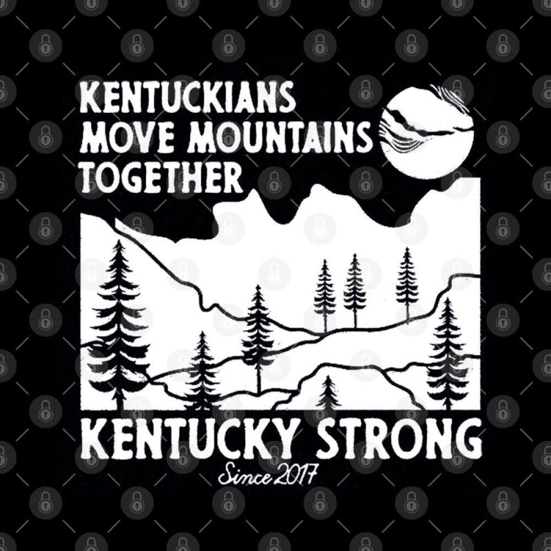 A black and white image of a mountain with the words kentucky strong.