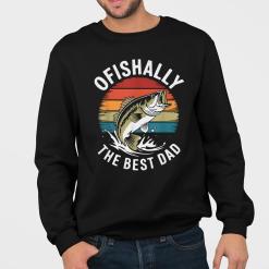 A man wearing a black sweatshirt that says ofishally the best dad.