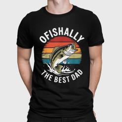 A man wearing a black shirt that says Ofishally the best dad.
