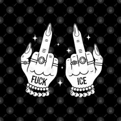 A pair of hands with the words fuck and ice on them.