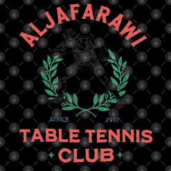 A table tennis club logo on a black background.